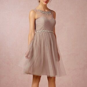 BHLDN Jenny Yoo Chloe Dress (Anthropologie) in Beige